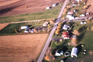 Canadian village from the sky.